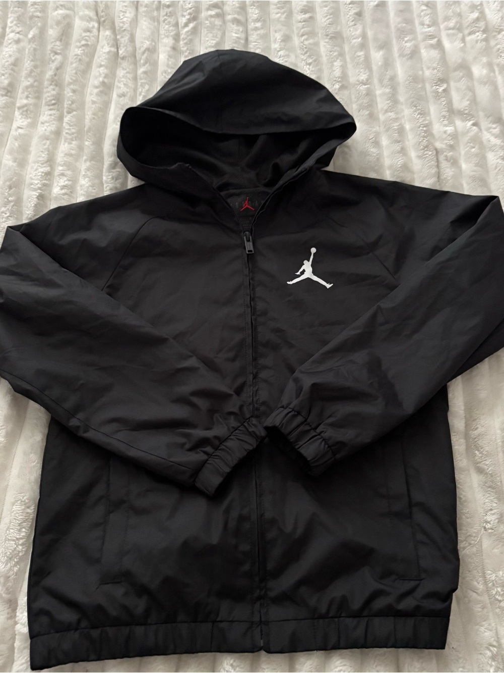 Jordan Black Hooded Windbreaker with White Jumpman Logo